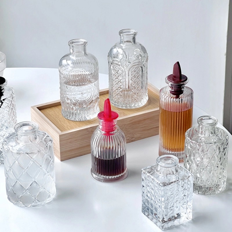 Glass Sauce Bottle Embossed Bi - огляд і ціна Bitters Bottle Set